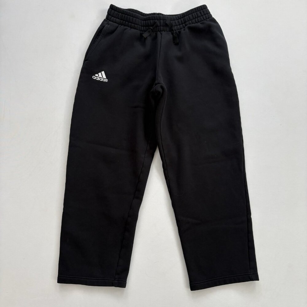 Adidas Women’s Small Black Fleece Baggy Embroidered Straight Loose Sweatpants